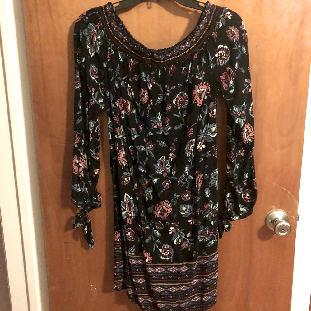 Black Floral Print Dress